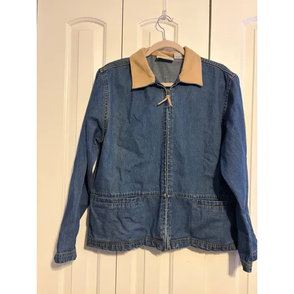 Vintage Denim‎ Jacket Women's Small Embroidered Southwestern Collar Zip Up Small - Image 3