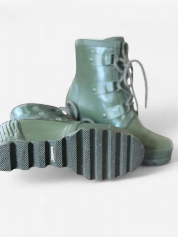SOREL Joan Rain Wedge Boots Olive Green NL2442-383 Waterproof Women’s 9.5 - Image 5