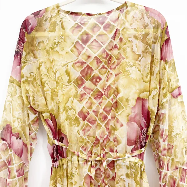 Womens Y2K Sheer Floral Boho Fairycore Ren Faire Ethereal Bell Sleeve Dress OS - Image 8