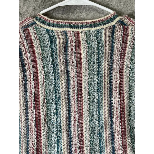 Vintage Multicolor Striped Knit Sweater 70s Boho Retro Folk Hippie Small 80s - Image 4