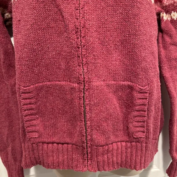 VTG L L Bean Wool Fair Isle Nordic Ski Full Zip Cardigan Sweater L‎ rustic cozy - Image 6