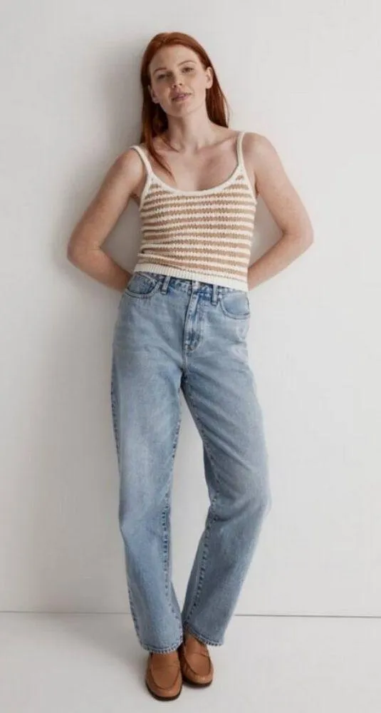 💕MADEWELL💕 Open Stitch Cardigan Sweater + Tank Set Stiped Earthen Sand Medium - Image 8