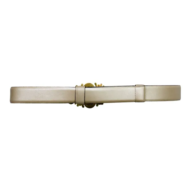 Vintage Chicos White Pearly Stone Buckle Champagne White Leather Belt Retro - Image 4