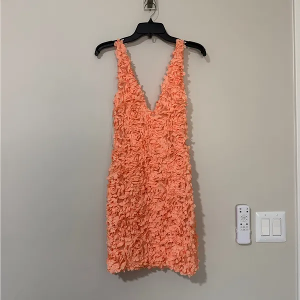 House of CB 'Faena' Sorbet Plunge Appliqué Mini Dress Size XS - Image 3