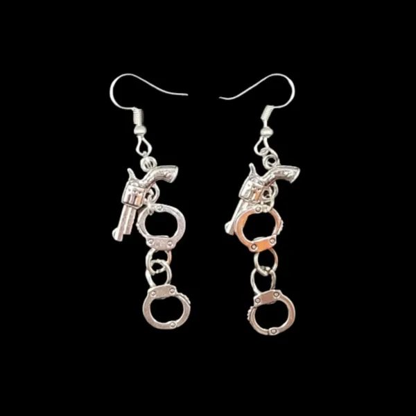 Punk Earrings - Gun & Handcuff Charms NWOT - Image 3