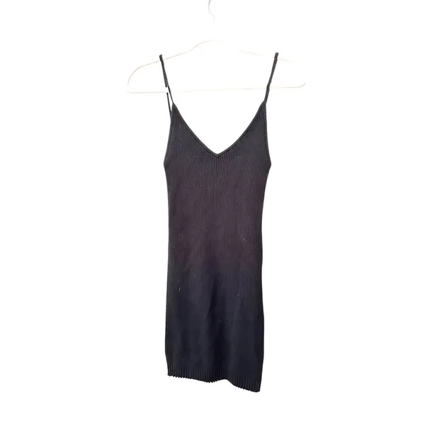 FOR LOVE AND LEMONS Knitz Simone Ribbed Knit Mini Dress Black Medium - Image 2