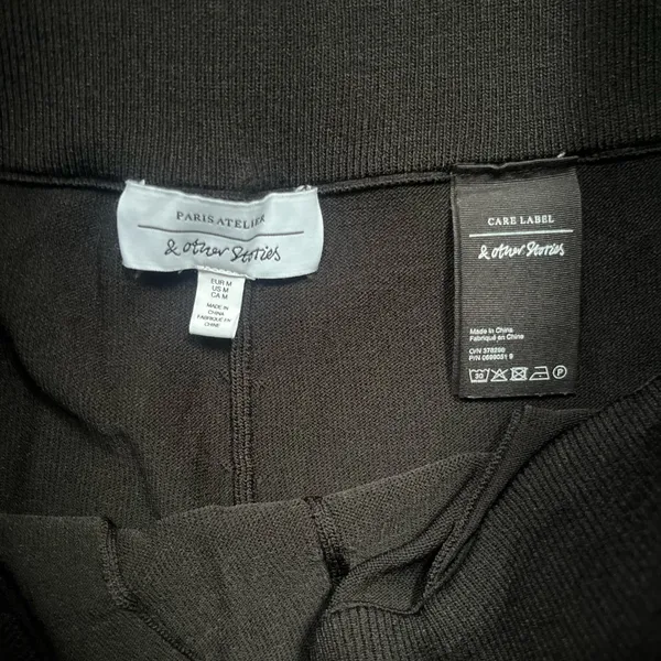 & Other Stories Black Pull On Wide Leg Pants Elastic Waist Size M Classic Casual - Image 3