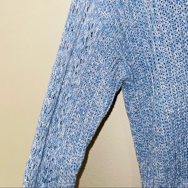 Blue & White Marled Tight Knit Oversized Sweater - Image 4