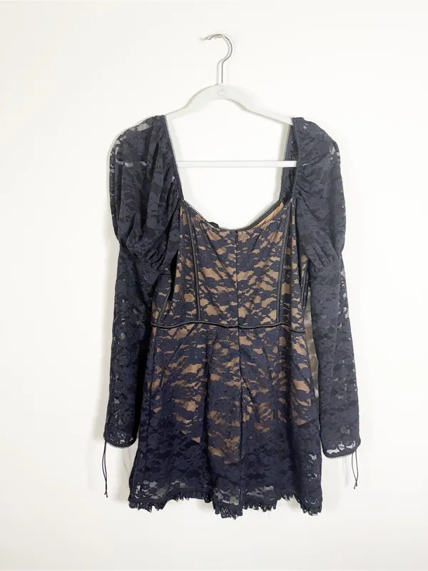 For Love and Lemons Violetta Black Lace Mini Dress Large - Image 5
