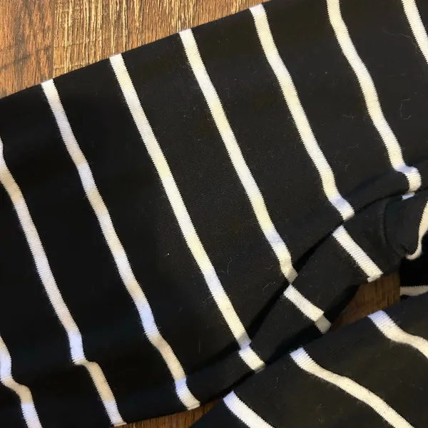 CHICO'S 2 LG Black White Stripe Knots Nautical Print Knit Top Preppy Casual - Image 6