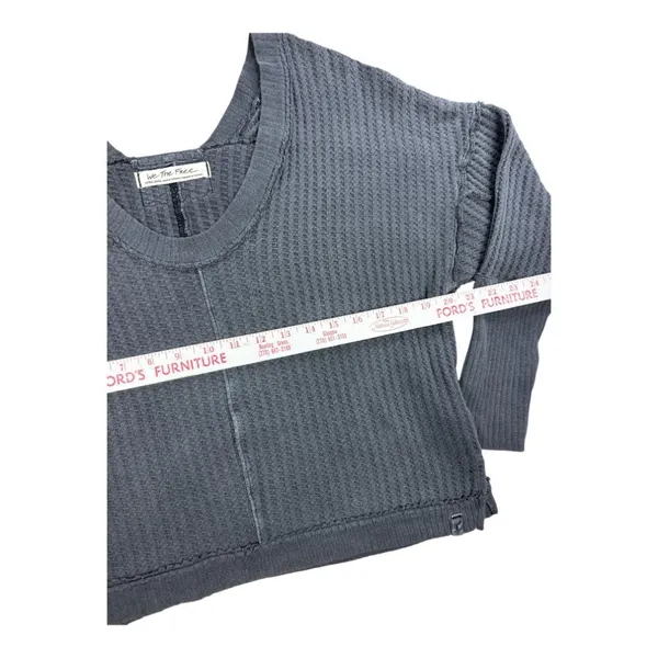 Free People We The Free New Magic Thermal‎ Top Gray XS Waffle Knit Pullover Boho - Image 8
