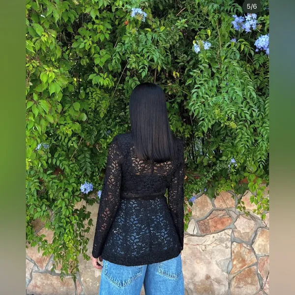 Zara Elegant Black Lace Blazer - Image 4