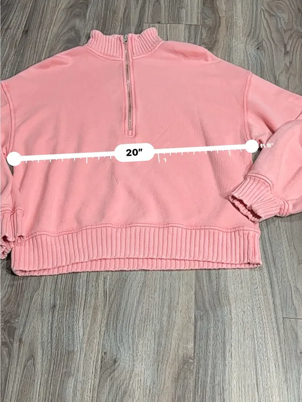 aerie Coral Half-Zip Cropped Sweatshirt - Image 8
