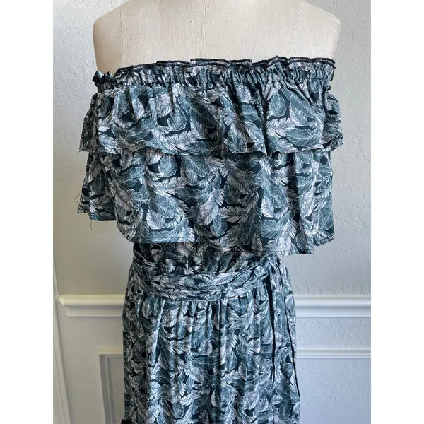Fresha London Palm Print Maxi Dress Strapless Boho XS - Image 4