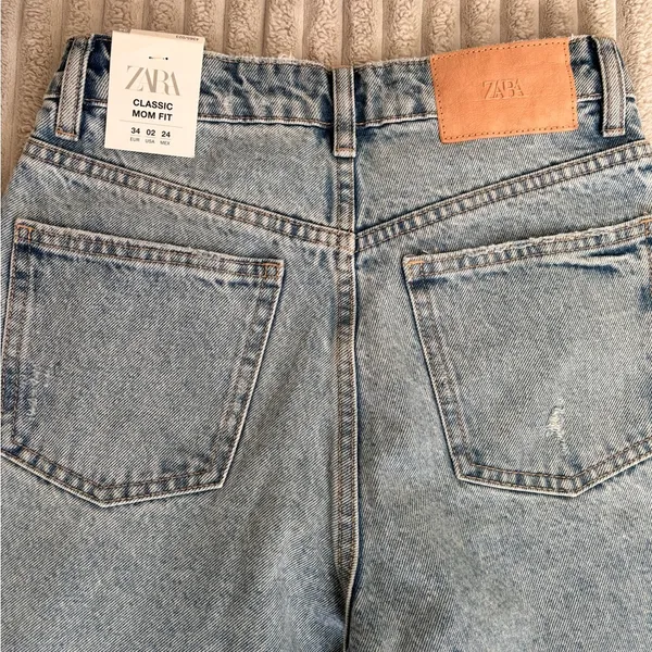 NWT Zara Classic Mom Fit Blue Denim Jeans - Image 6