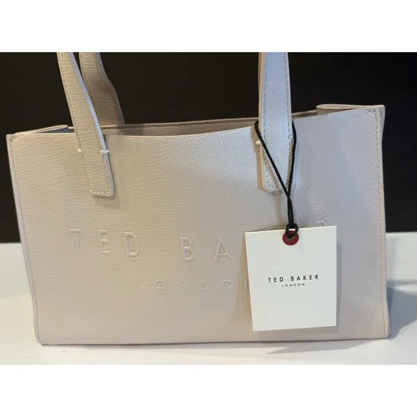 Ted Baker Icon small tote bag in a cream-colored, structured material. - Image 4
