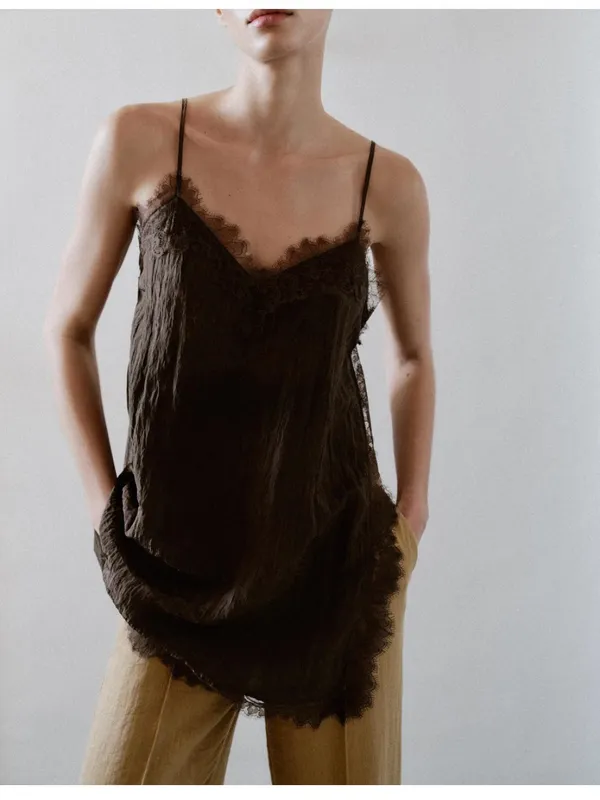 Zara LACE-TRIMMED CAMISOLE TOP - Image 2