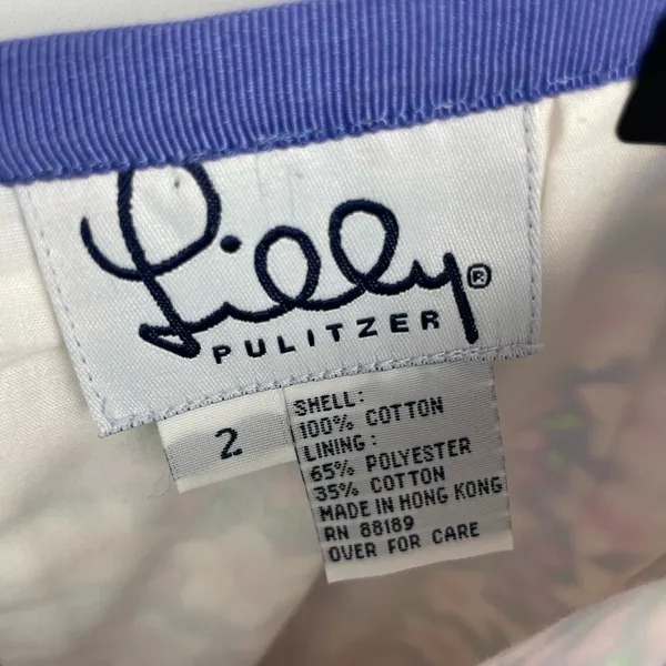 Vintage Lilly Pulitzer Blue Pink‎ Ditsy Flower 100% Cotton Mini Skirt - Image 6