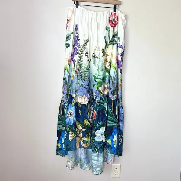 NWT Anthropologie Ruffle Cascade High-Low Dress XL Floral Botanical OB1465466‎ - Image 4