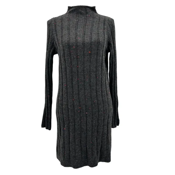 Madewell Donegal Rolled Mock Neck Ribbed Sweater Dress AF500 - Donegal Coal - Image 3