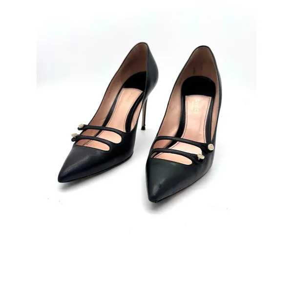 Gucci Aneta Black Button Detail Stiletto Pumps Pointed Toe Size EU 41 - Image 14