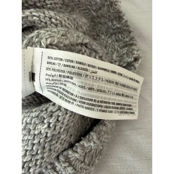 Abercrombie & Fitch Grey Cowl Neck Ribbed Knit Sweater Medium Raglan Sleeve - Image 5
