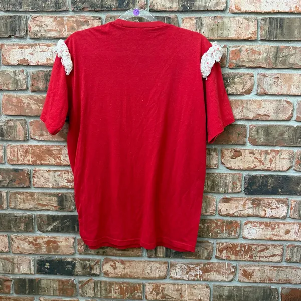 Vintage Southwestern Applique Tee Sz Large Folk Art Fringe Trim Adobe Santa Fe - Image 5