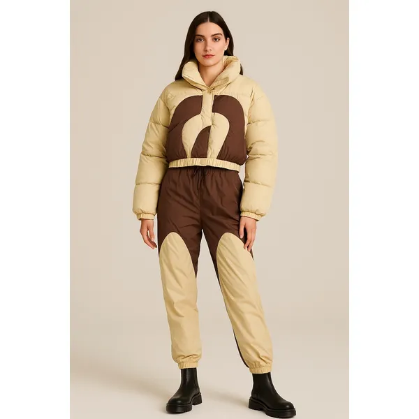 NWT OW Collection Swirl Puffer Jacket Tan/Downtown Colorway Size Small‎ - Image 10