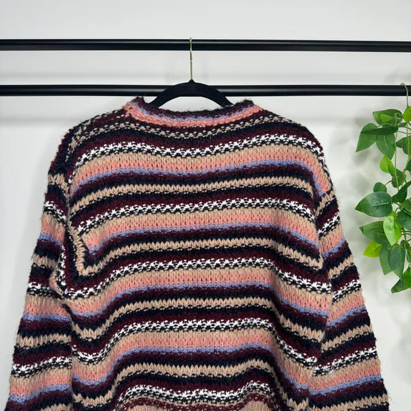 Anthropologie Elsamanda Striped Chunky Knit Alpaca Wool Blend Sweater M Medium - Image 6