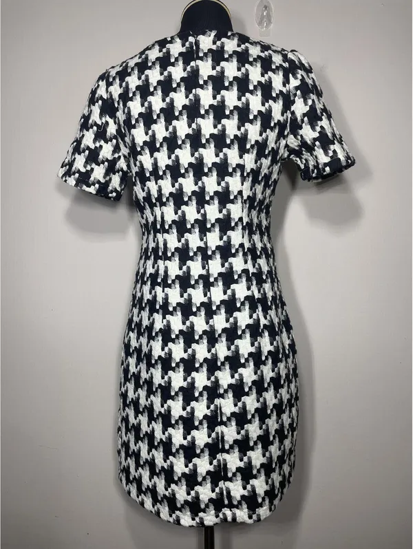 Kling Houndstooth Mini Shift Dress Vtg Old Money Minimal 6 - Image 5