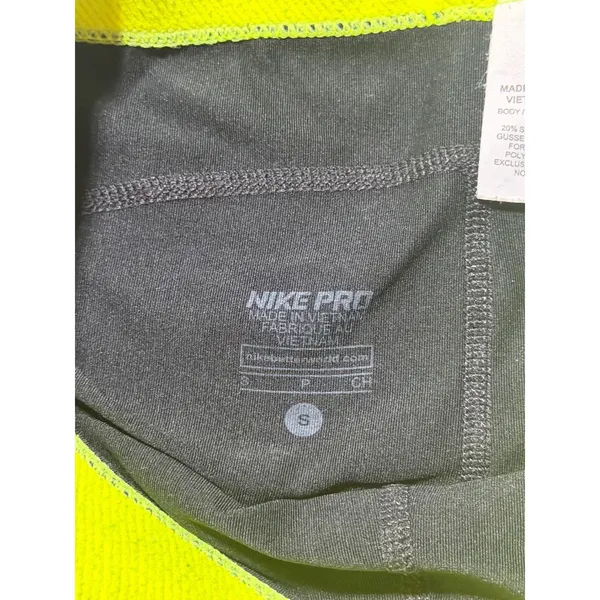 Nike Pro Women Small Black Neon Yellow 3 Inch Inseam Compression Shorts Athletic - Image 4