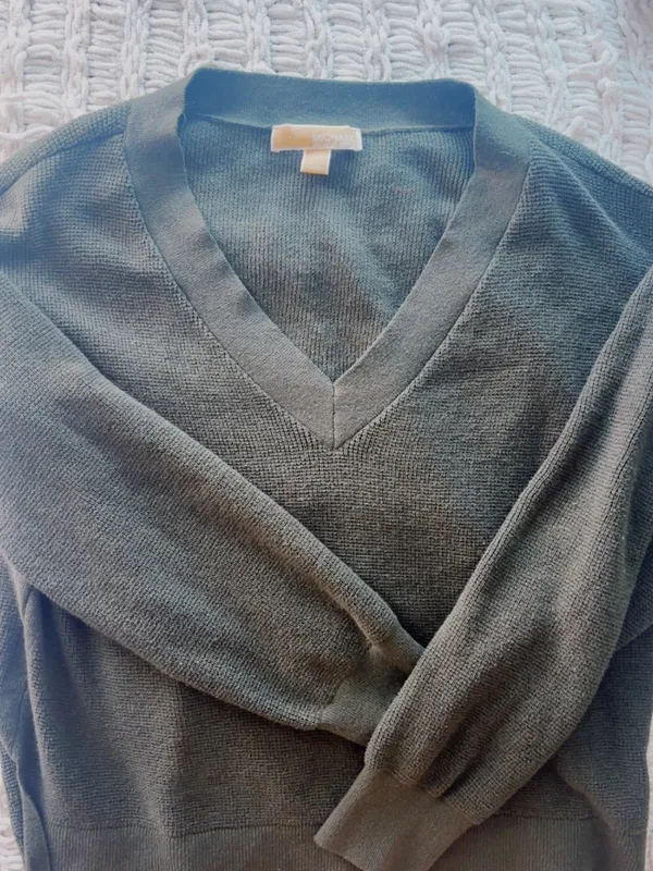 Michael Kors Olive Green V-Neck Sweater - Image 2