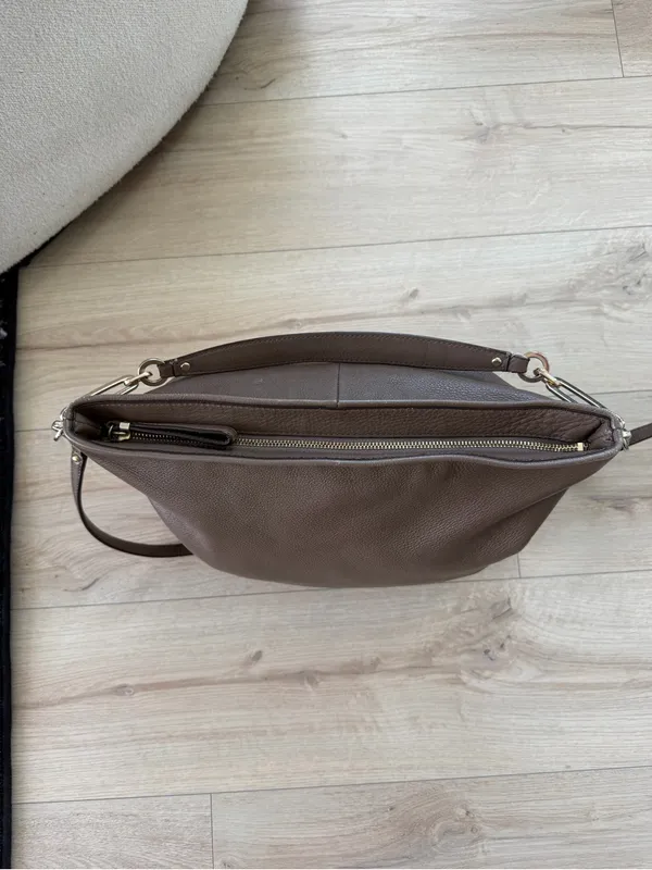 Coach Taupe Pebbled Leather Hobo Shoulder Bag - Image 4