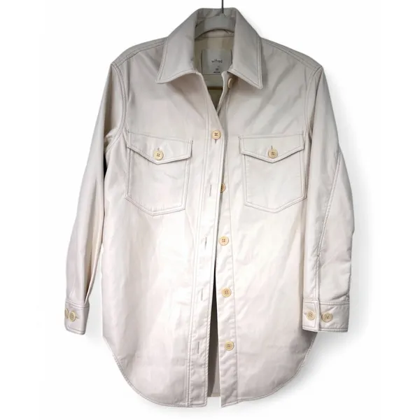 Aritzia Wilfred | Women's 2XS | The Ganna Vegan Leather Shirt Jacket in Birch - Image 5