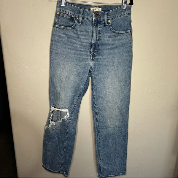 Madewell The Perfect Vintage Straight Distressed High‎ Rise Denim Jeans - Image 3