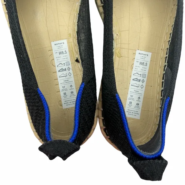 Rothy’s The Espadrille Flat in Black Boardwalk Knit Size 6.5 Jute‎ Sole Slip On - Image 9