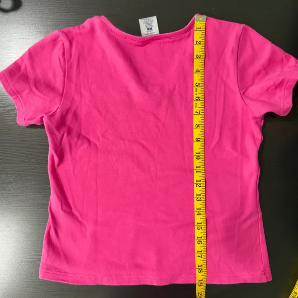 Port Authority Women’s Vintage Hot Pink Zeta Tau Alpha Babydoll V Neck Tee Size Small - Image 7