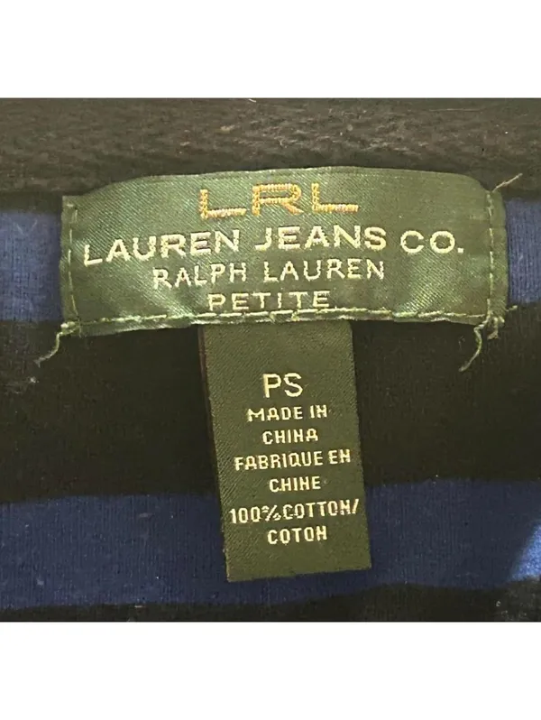 Lauren Ralph Lauren Striped Knit Pullover Sweater Blue Black PS Coastal Casual - Image 5