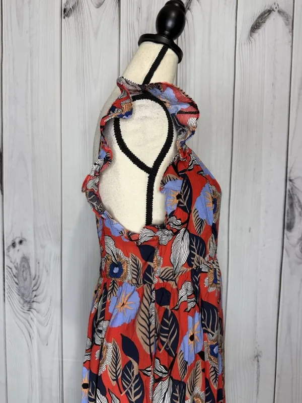 Ee:some Floral Tiered Ruffled Maxi Sundress Size L Smocked Back Sleeveless - Image 5