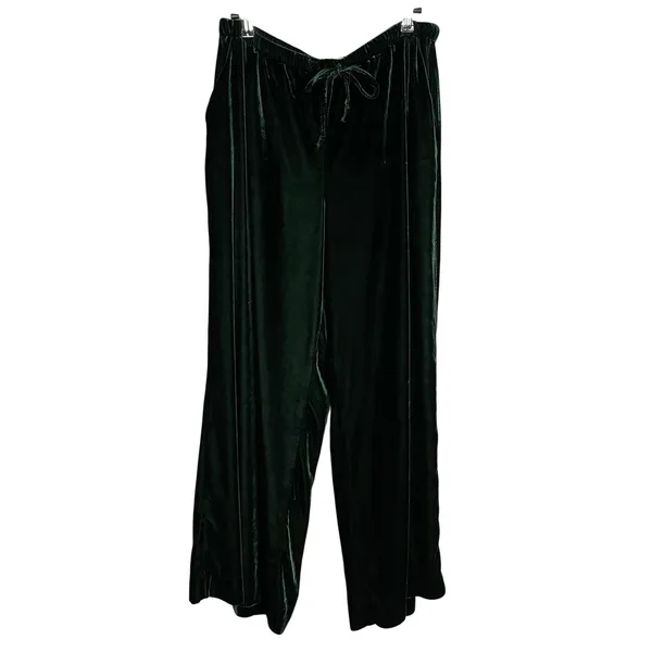 Marine Layer Bella Velvet Pants Slouchy Wide Leg Women Medium Green Drawstring - Image 5