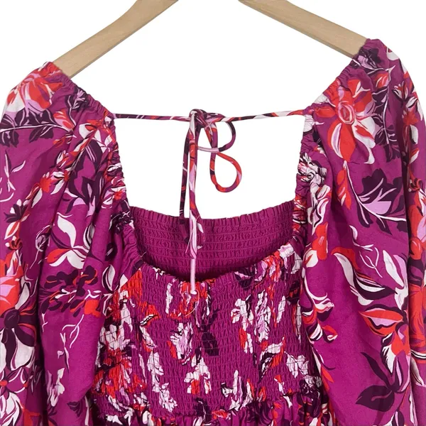 Alexandra Farmer for Anthropologie Smocked Pink Floral Mini Dress Small Petite - Image 8