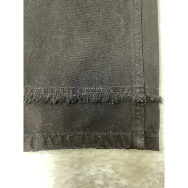 Le'ALX Western Belt Jeans Jet Black High Rise Straight Leg Raw Hem‎ Size 27 NEW - Image 2