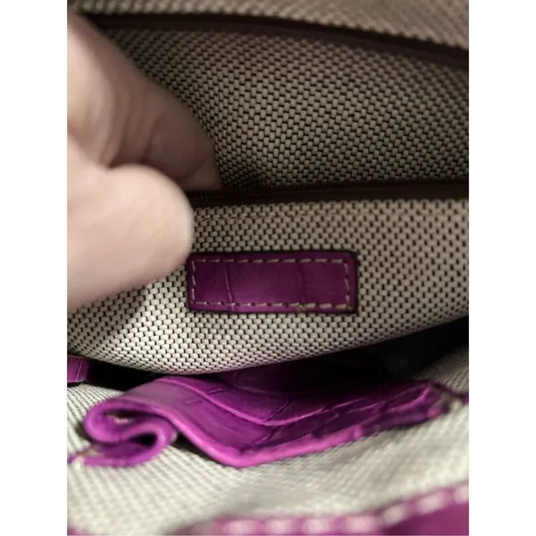 DOONEY & BOURKE Croc Embossed Purple Leather Satchel Shoulder Bag 11x6 - Image 4