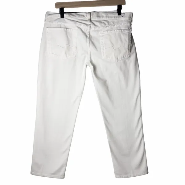 7 For All Mankind White Straight Leg Jeans Women’s Size 32 Stretch Denim - Image 2