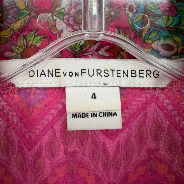 Diane Von Furstenberg Blakely Coromandel Silk‎ Blouse Womens 4 Multi Boho Luxe - Image 5