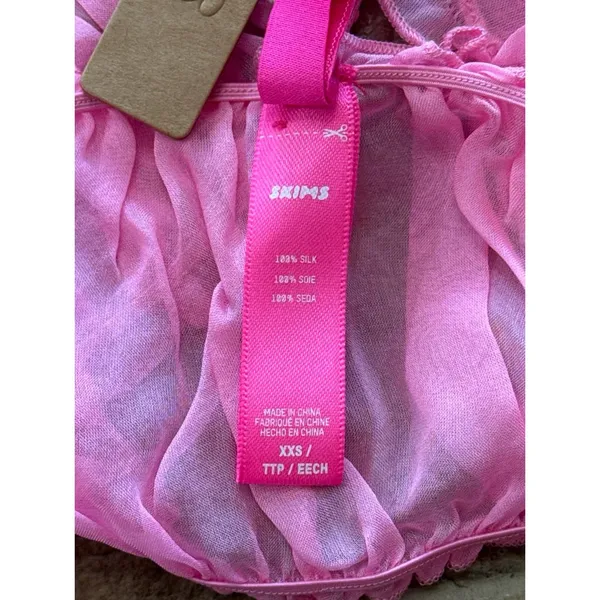Skims Romance Chiffon Crop Top Bubblegum Size XXS - Image 8