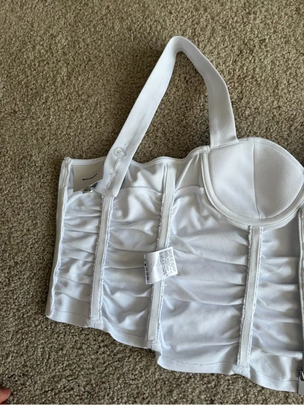 Reformation Linnea going out rush white summer sleeveless Knit Top size xs - Image 8