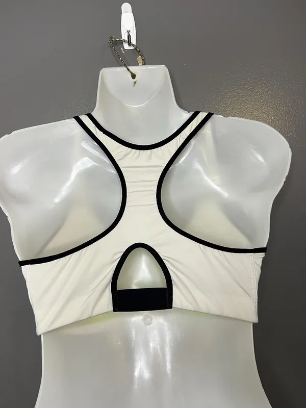 Nike Sports Bra Womens 32DD White Dri-FIT Underwire Racerback Hook Loop Stretch - Image 4