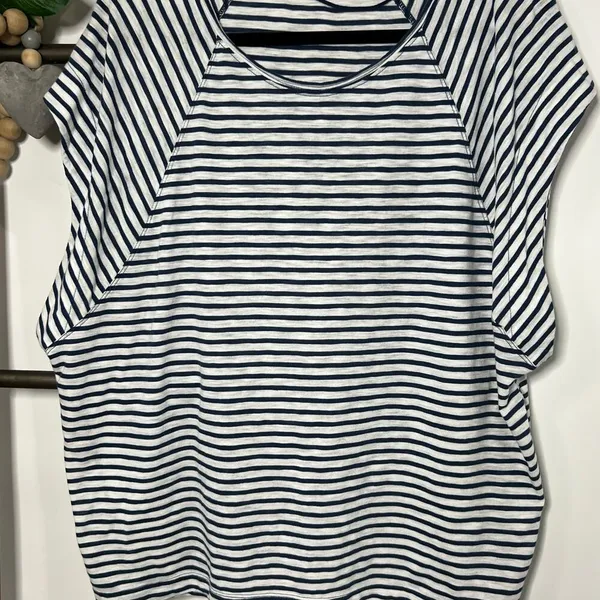 We the Free Oversized Blue White Striped Shirt Size Medium‎ - Image 3