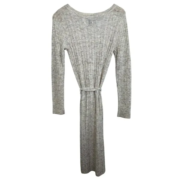 Abercrombie & Fitch Cream Ribbed Knit Long Sleeve Sweater Midi Dress Womens Sz S - Image 2
